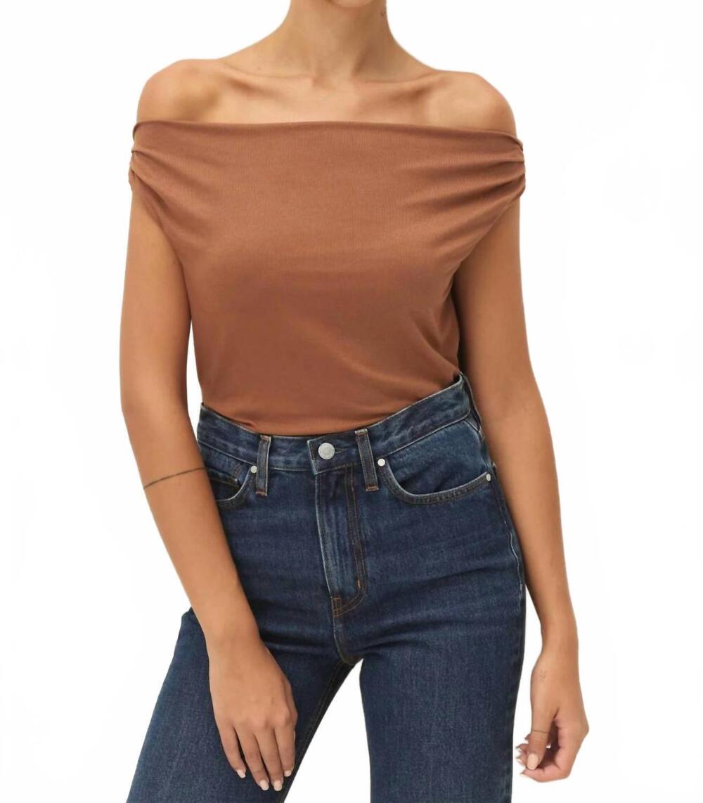 NEW ELODIE isabeau draped knit top in carmelized